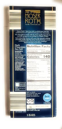 Moser Roth Dark Chocolate/Sea Salt Chocolate Bars, (6) Pack, Germany