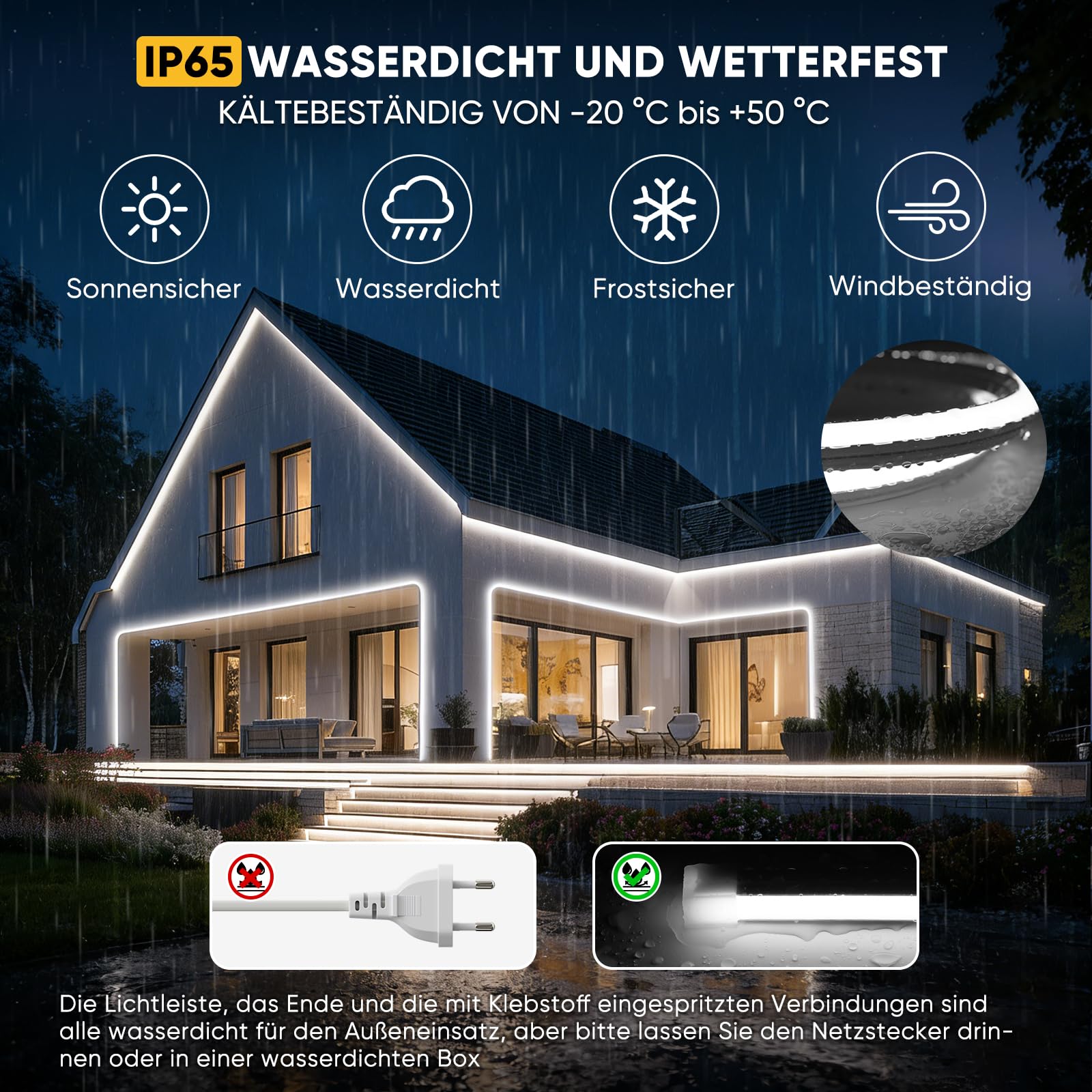 Shine Decor 3D Bend Neon LED Strip, AC 220V-240V Flexibler Neon LED Streifen, IP65 Wasserdichter Neon Lichtstreifen aus Silikonmaterial mit CE-Zertifizierung für Küche und Wohnzimmer (5M, Warmweiß)
