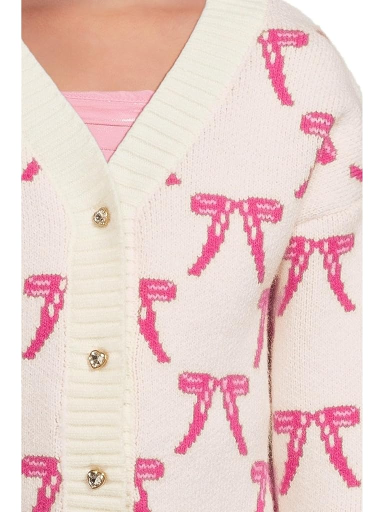 Pink Lola and The Boys Pretty In Pink Bow Cardigan (Toddler/Little Kid/Big Kid)
