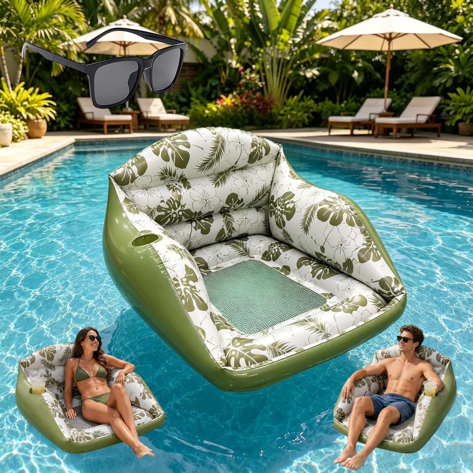 Sillón Inflable for Piscina 3 en 1, portátil y Transpirable
