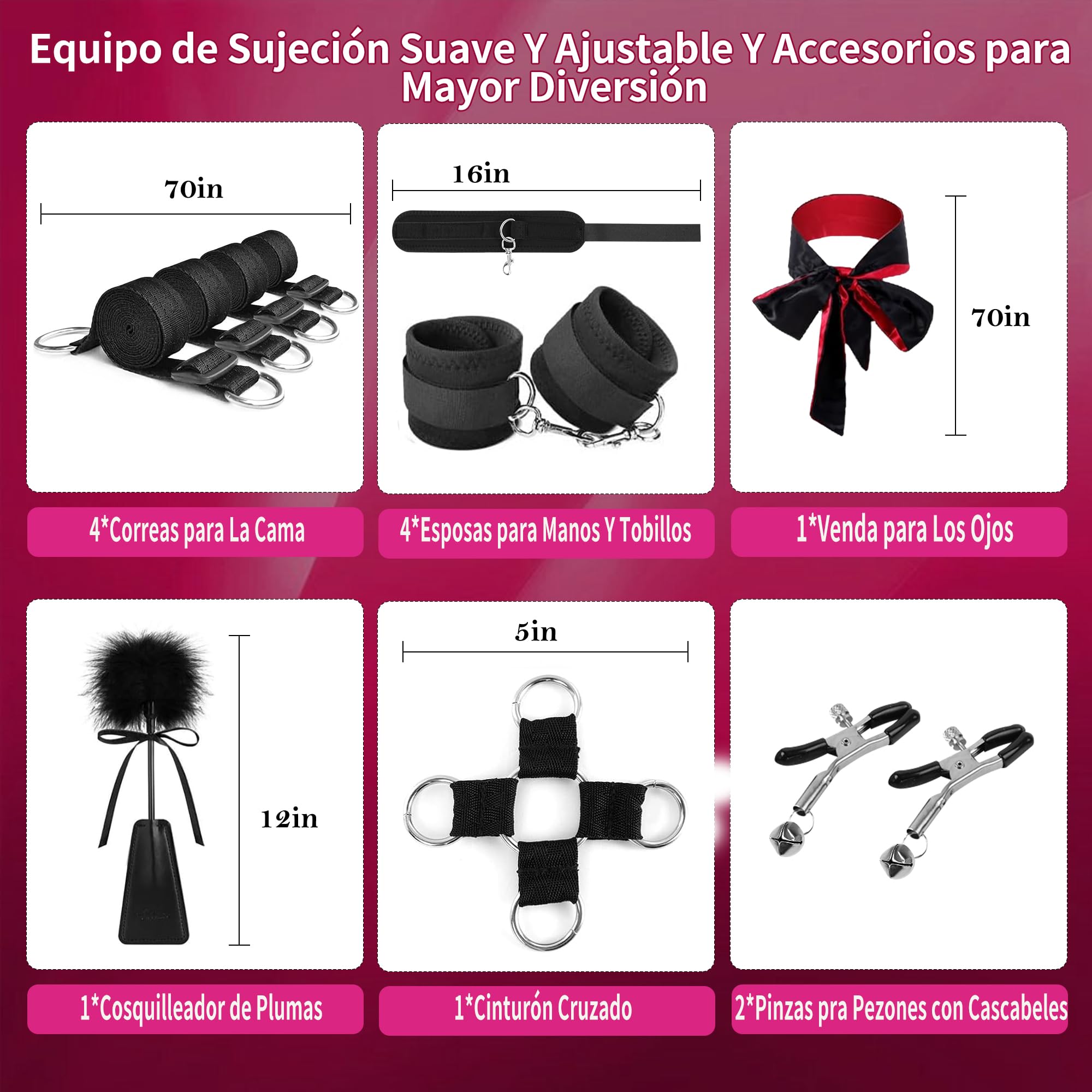 Juguetes Sexuales SM Ajuste Esposas Eróticos para Pareja juguetes Eróticos para Adultos juguetes Eróticos para Pareja Sexuales Hombre mujer set（Negro Tibetano）
