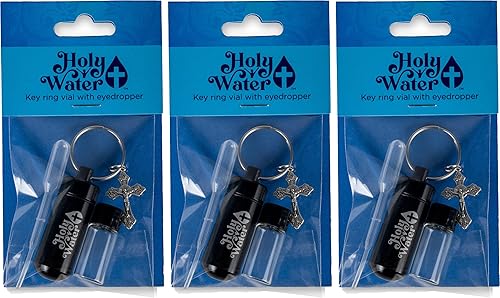 Miniatura 6 de TREE OF LIFE REV. 2214 Catholic Holy Water Bottle, Black Keychain Container Kit with Plastic Eyedropper & Glass Vial