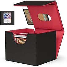 Kabinka MTG Deck Box with Window, Commander Deck Box for Trading Cards, Holds 110+ Double Sleeved Cards, Fits TCG CCG EDH Black Red