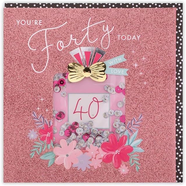 Clintons: Bling Perfume Bottle - 40th, 40th Milestone Birthday Greetings Card, 159x159mm, multi-color