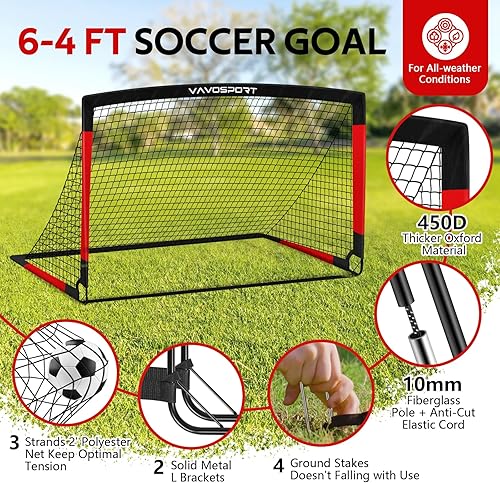 Miniatura 4 de Kids Soccer Goals for Backyard Set, 6×4ft Portable Soccer Goal & Ball Training Equipment with Cones, Target, Youth Toddler Pop Up Soccer Net for
