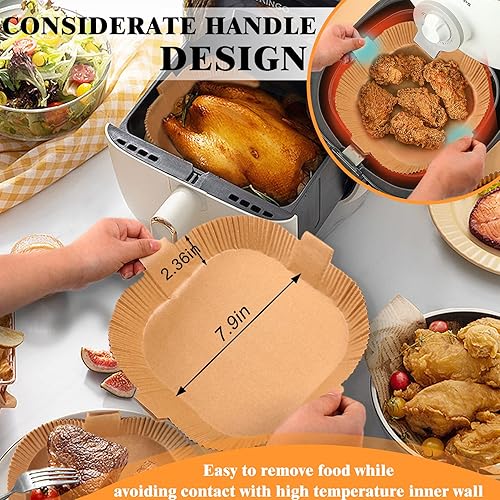 Miniatura 5 de Forro de papel desechable para freidora de aire, pergamino cuadrado antiadherente, papel de grado alimenticio para freidora de aire, horno