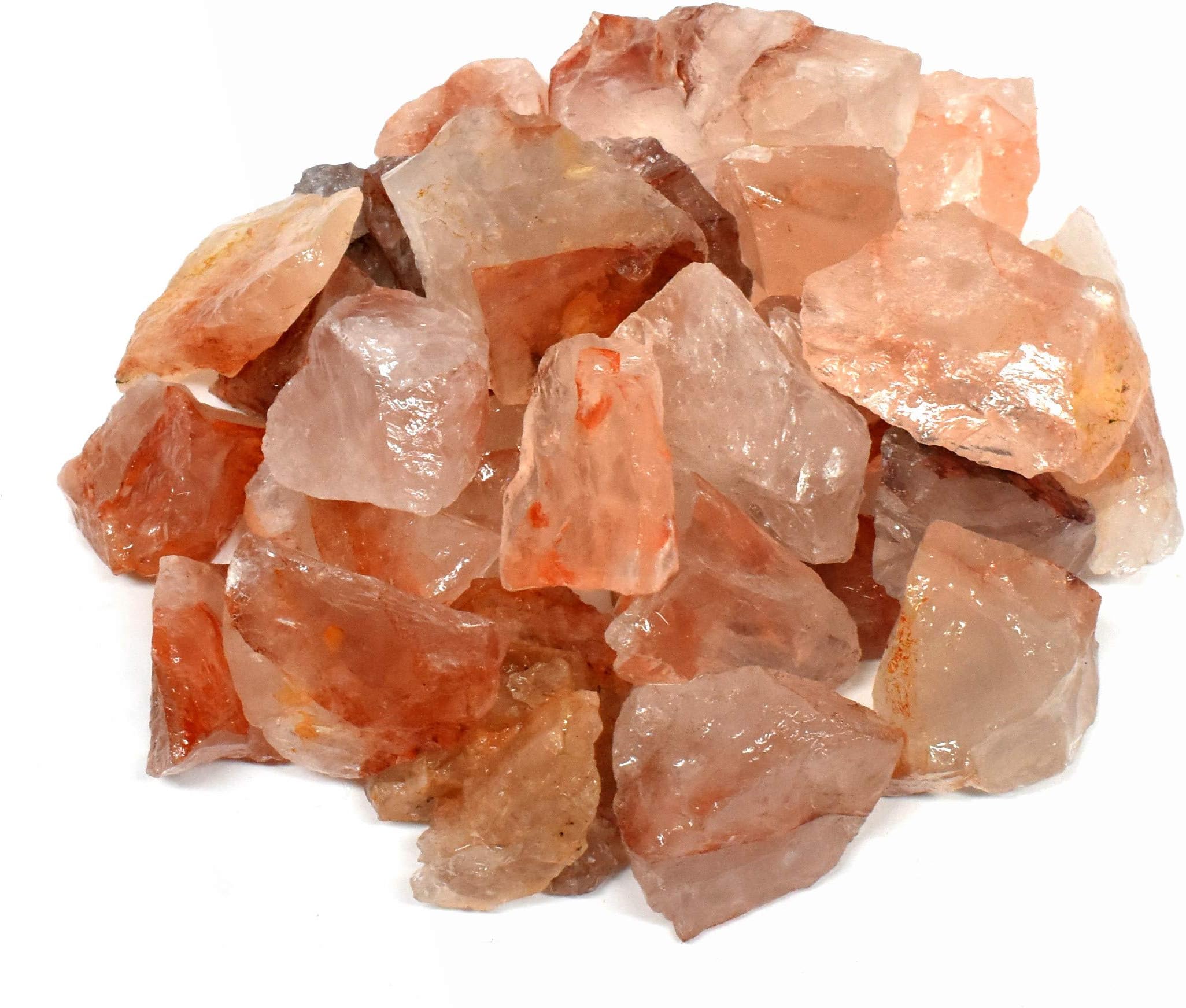 HQRP Red Hematoid Fire Quartz Rough Natural Sparkling Translucent Gemstone Crystal Mineral Raw Specimens for Cabbing - Madagascar (5PCS)