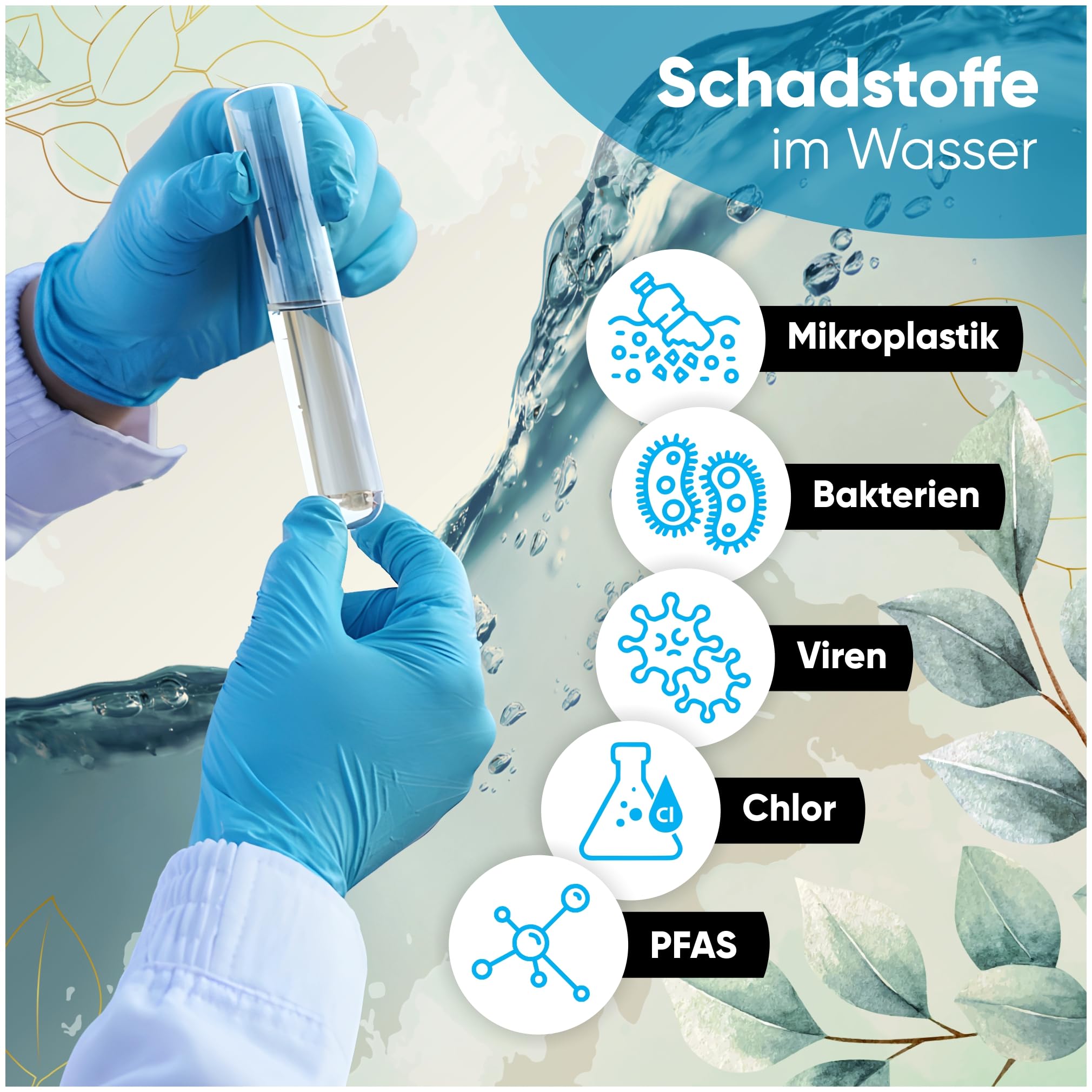 Sydros Optimus 6-Stufen-Wasserfilter filtert zu 99% Nanoplastik & PFAS, reduziert Kalk Chlor & 500+ Schadstoffe Schwermetall Reduktion Chemiefrei Edelstahl Wartungsarm