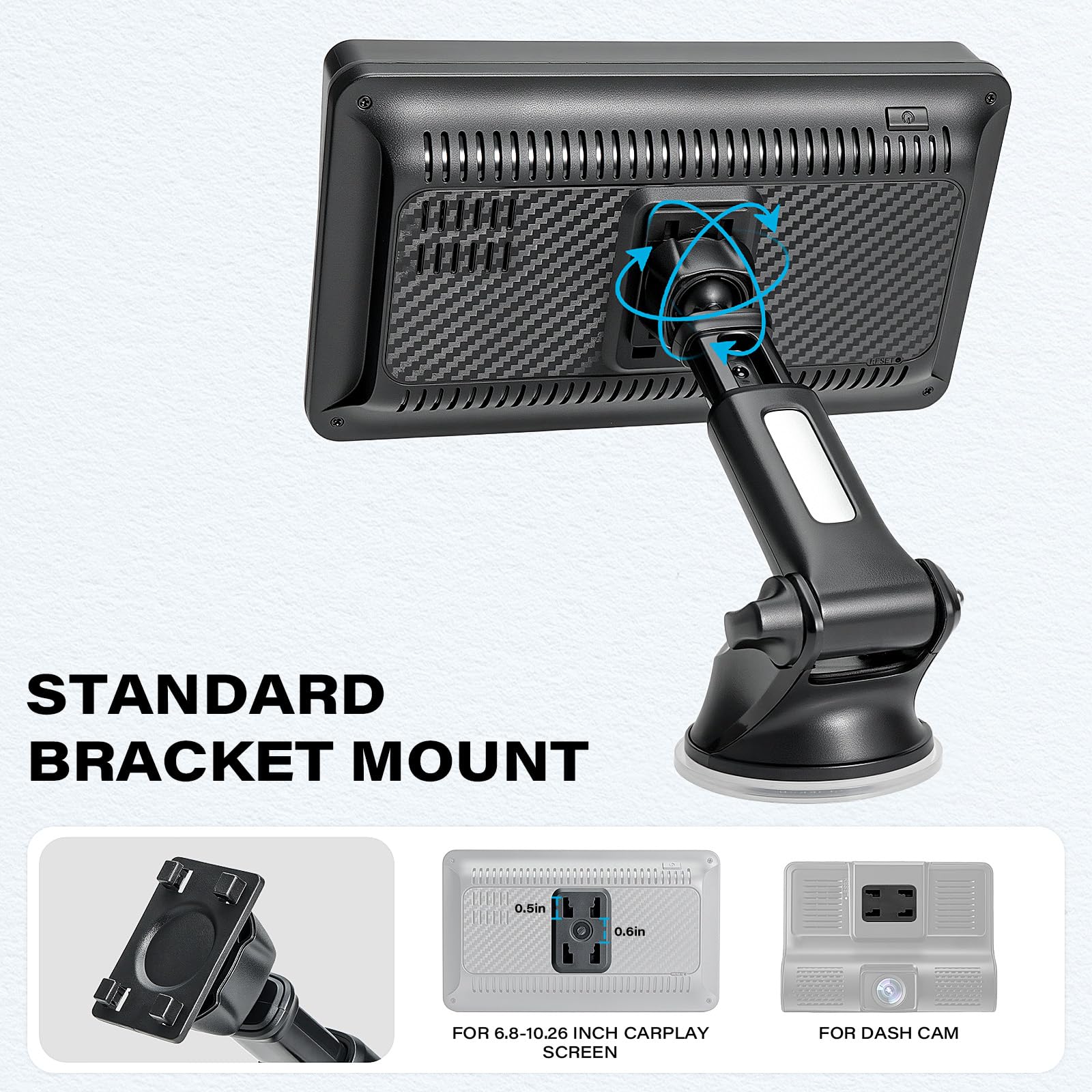 1Zero Soporte de coche con ventosa para monitor portátil