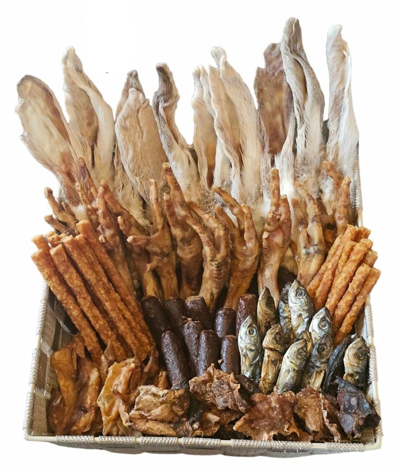 Breeder Box Variety Natural Healthy 100 Items! Dog Treats Chicken Dental Rabbit ears