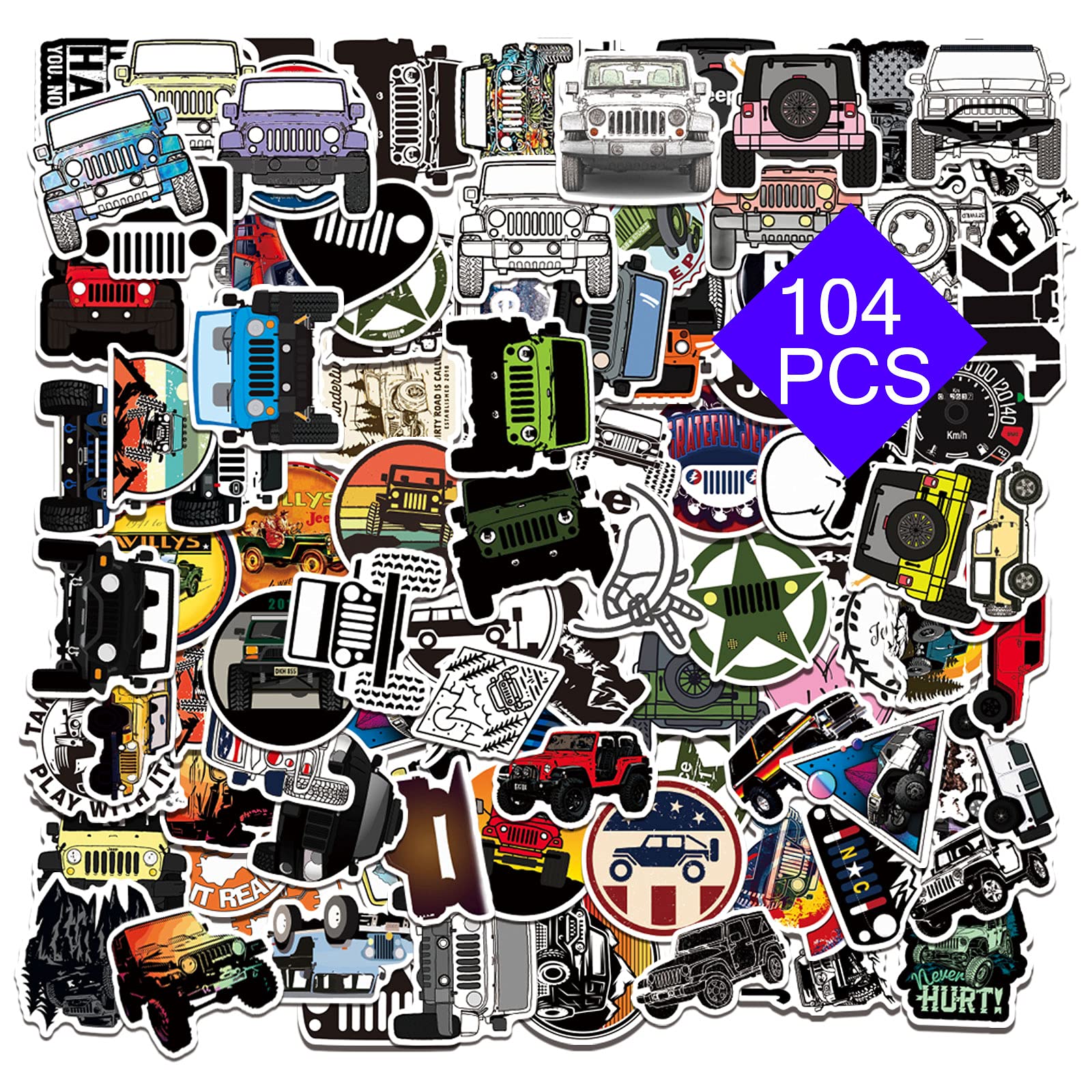 Car Stickers 104PCS Cool Dirt Bike Theme Waterproof Vinyl Decals for Teens Adults Bicycle Accessories for Phone Guitar Coffee Cup Motorcycle