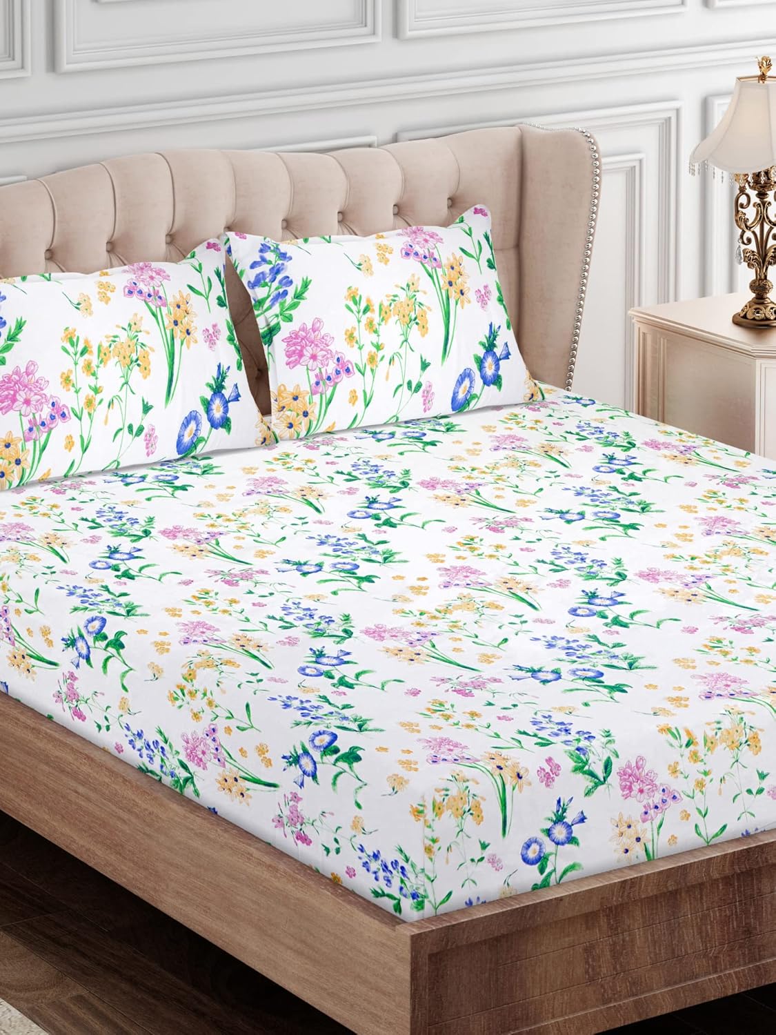 SEJ by Nisha Gupta 160 TC 100 Cotton Bedsheets King Size Bedsheet