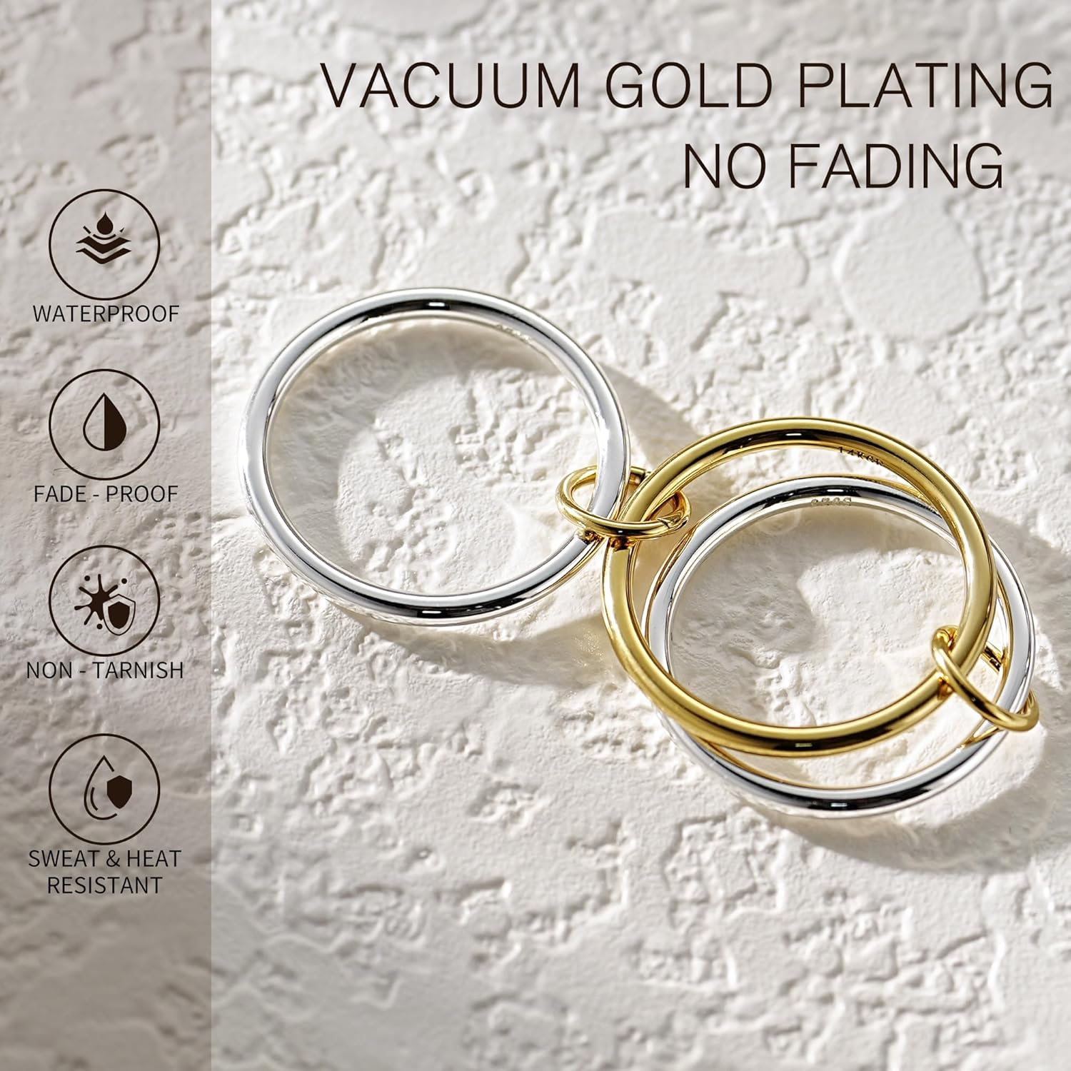 14K Gold filled Detachabie Stackable Rings for Women,Separated Non Tarnish Gold and Silver Rings,Statement Ring Set,Openable sleek Bands Stacking Ring Fashion Jewelry Gift - Image 5