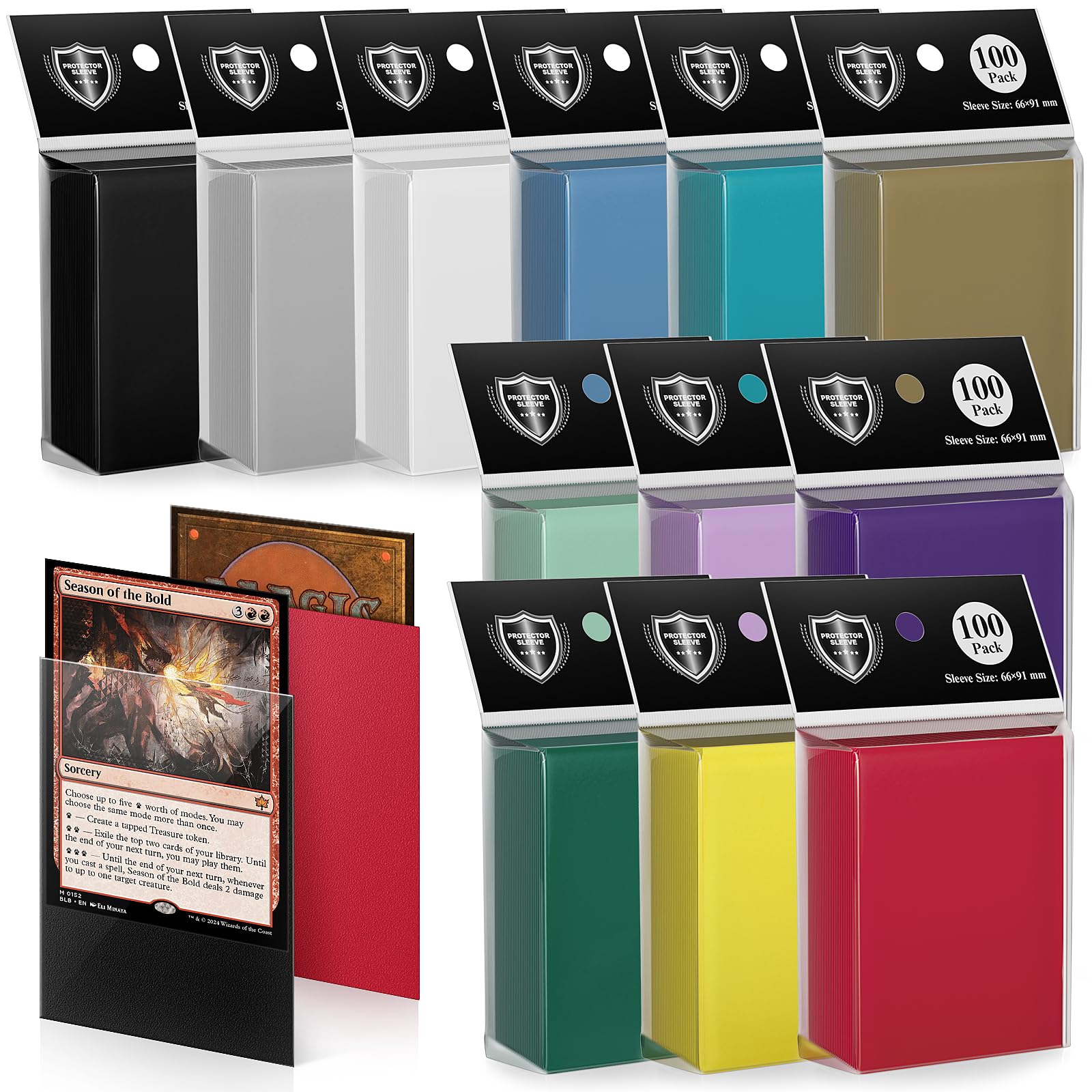 1200 Pack Card Sleeves, Matte Dual Trading Card Sleeves with Opaque Back & Smooth Shuffle, Tear Resistant Card Protectors for MTG, TCG and Game Cards (12 Colors)