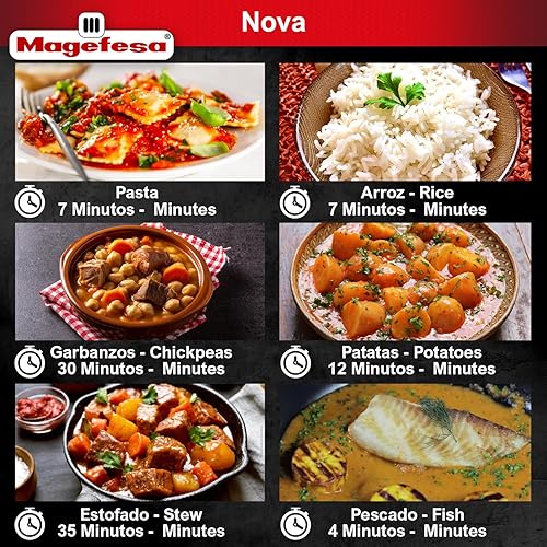 Miniatura 8 de Magefesa Nova - Juego de olla a presión para estufa, 4.2 cuartos de galón y 6.3 cuartos de galón, cocción rápida, fácil bloqueo, acero inoxidable