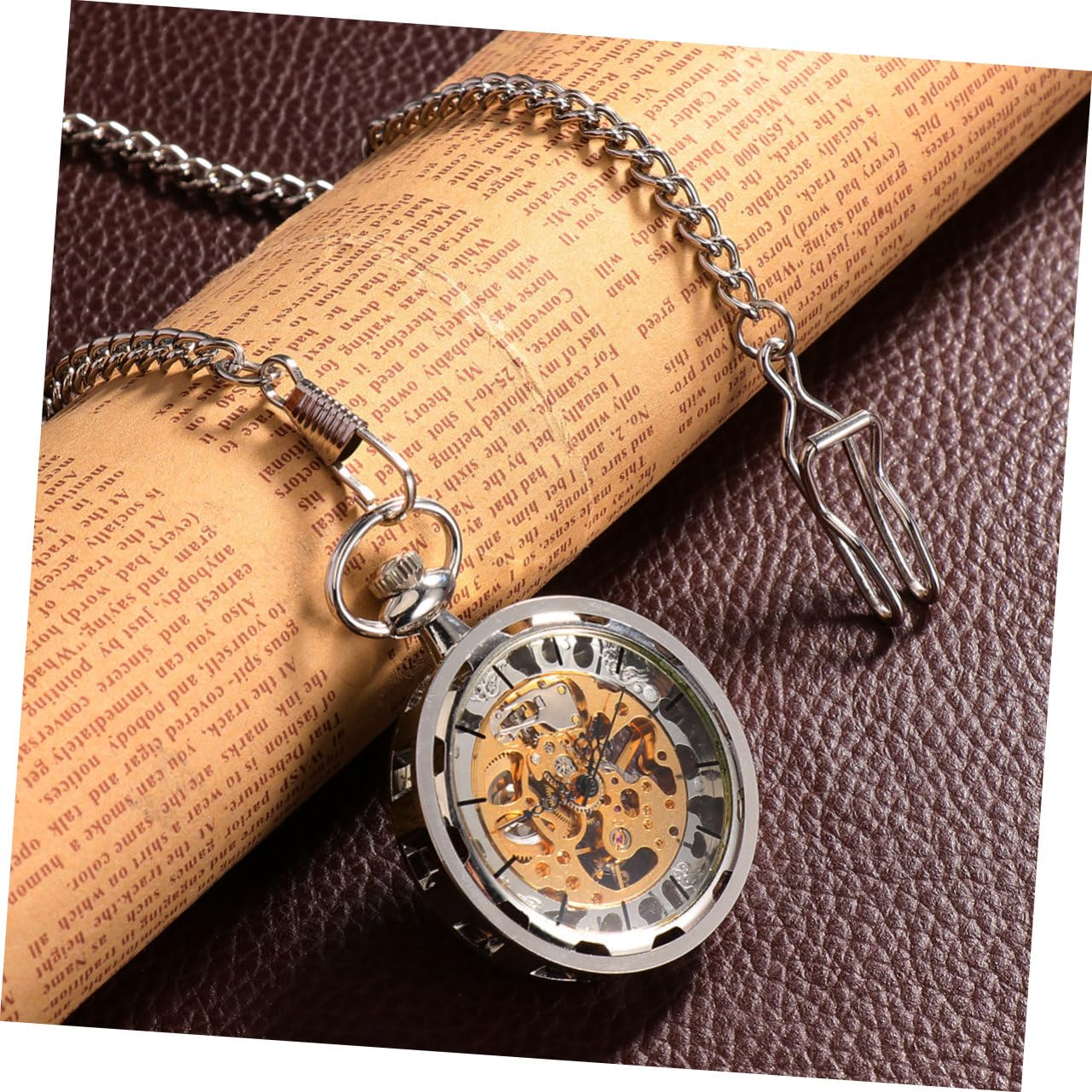 Reloj de Bolsillo Vintage Mecánico Diseño Hueco de Aleación y Mecanismo Manual, Adecuado para Usar como Collar en Ocasiones Obsequios