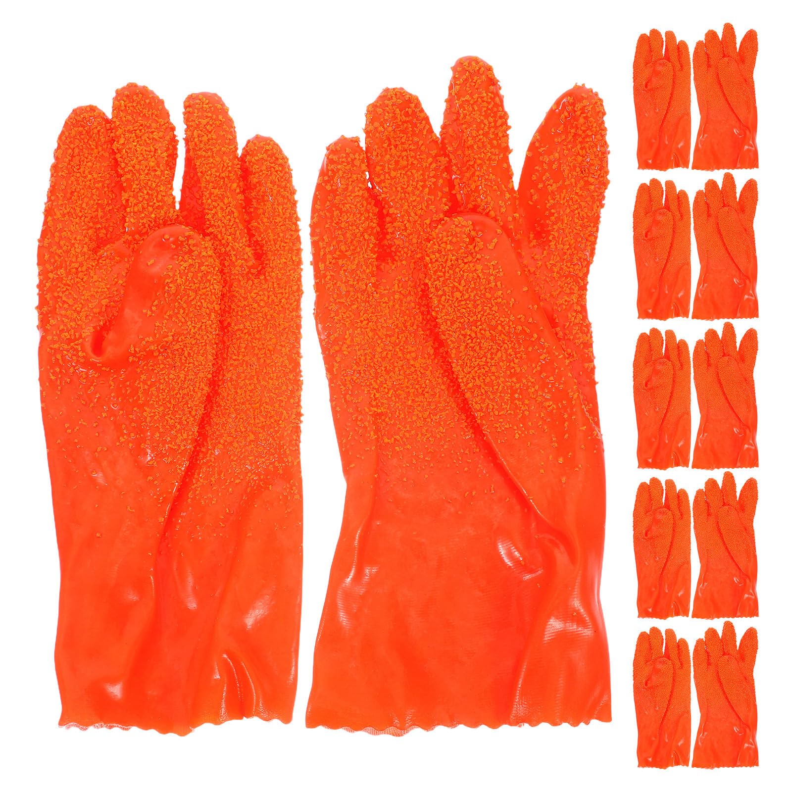 6 Pares Guantes de Goma Naranja para Trabajo Pesado Resistentes Abrasión y Seguridad Mejorada, Ideales para Limpieza de Tuberías y Sistemas de Drenaje Doméstico