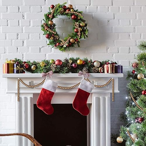 Miniatura 4 de Guirnalda de cuentas de madera de Navidad de 12 pies, guirnalda de cuentas de madera, decoraciones de árbol de Navidad para recuerdos de Navidad