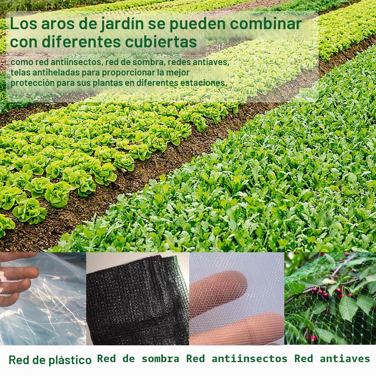 Túnel de crecimiento para bancal alto, 36 unidades de arcos de túnel, túnel de lámina, túnel de invernadero, túnel para jardín, fila, cubierta, plantas, frutas, verduras, etc