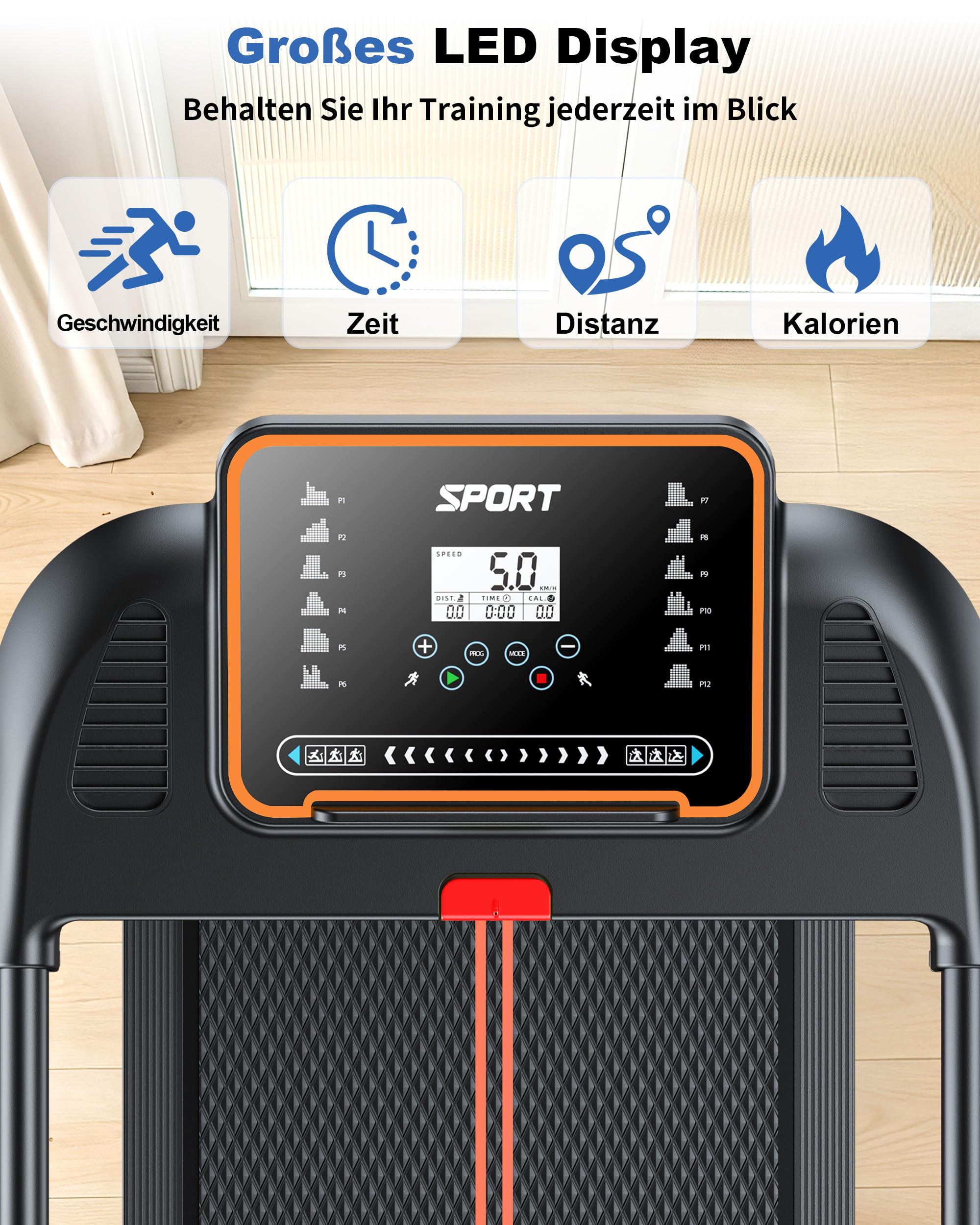 Laufband für Zuhause, Klappbar Laufbänder, Walking Pad Schreibtisch Treadmill for Home Office, Elektrische Laufpad 10 KM/H Leise Klein Walk Tretmühle Klappbares, Büro Lauf Mit Griff Under Desk