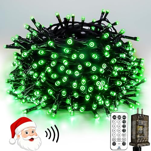 Miniatura 19 de Luces de Navidad controladas por voz con control remoto, cadena de 300 luces LED de 99 pies para interiores y exteriores con 12 modos, 3 Blanco