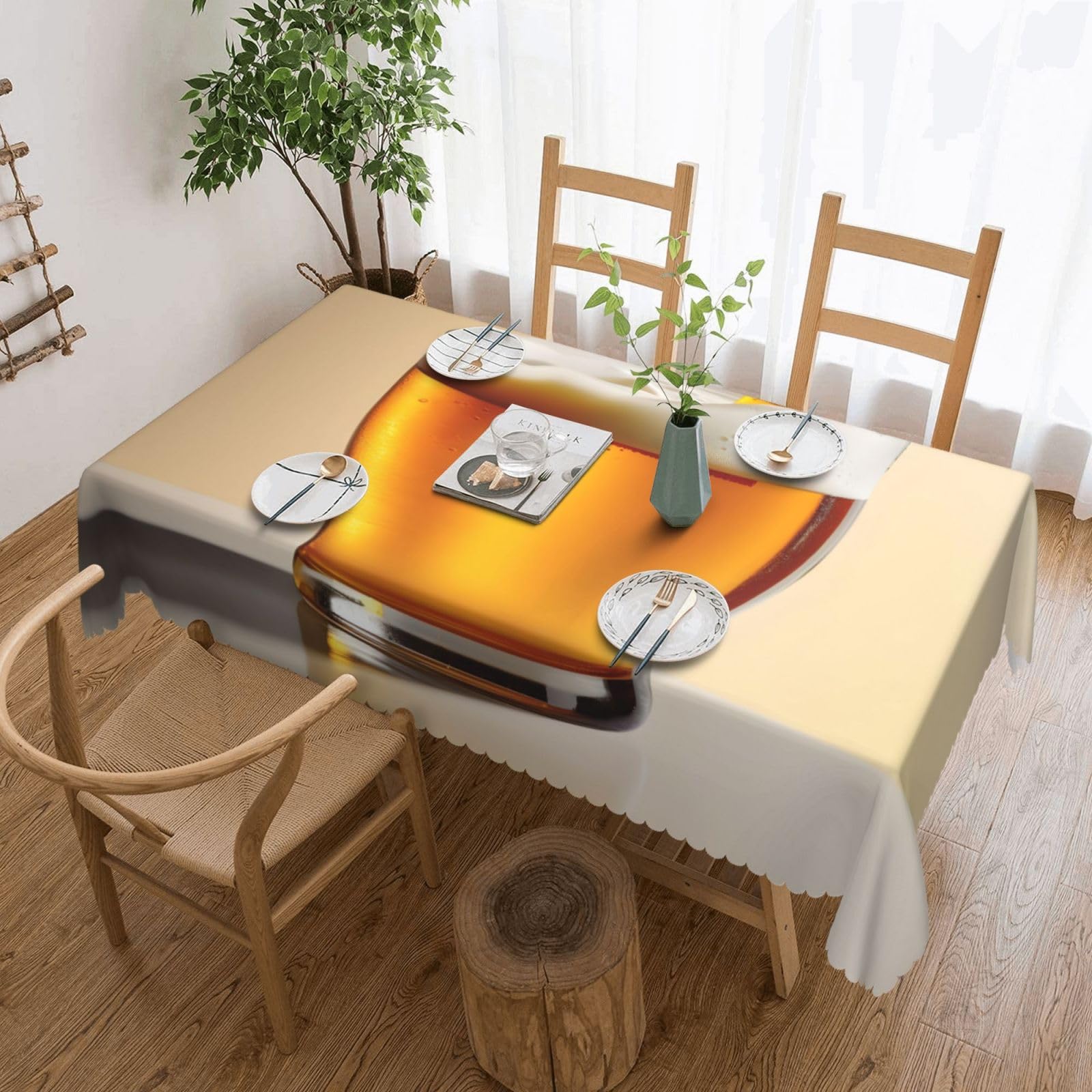 Nappe rectangulaire mousse de bière anti-tache en tissu pour repas de groupe et fêtes