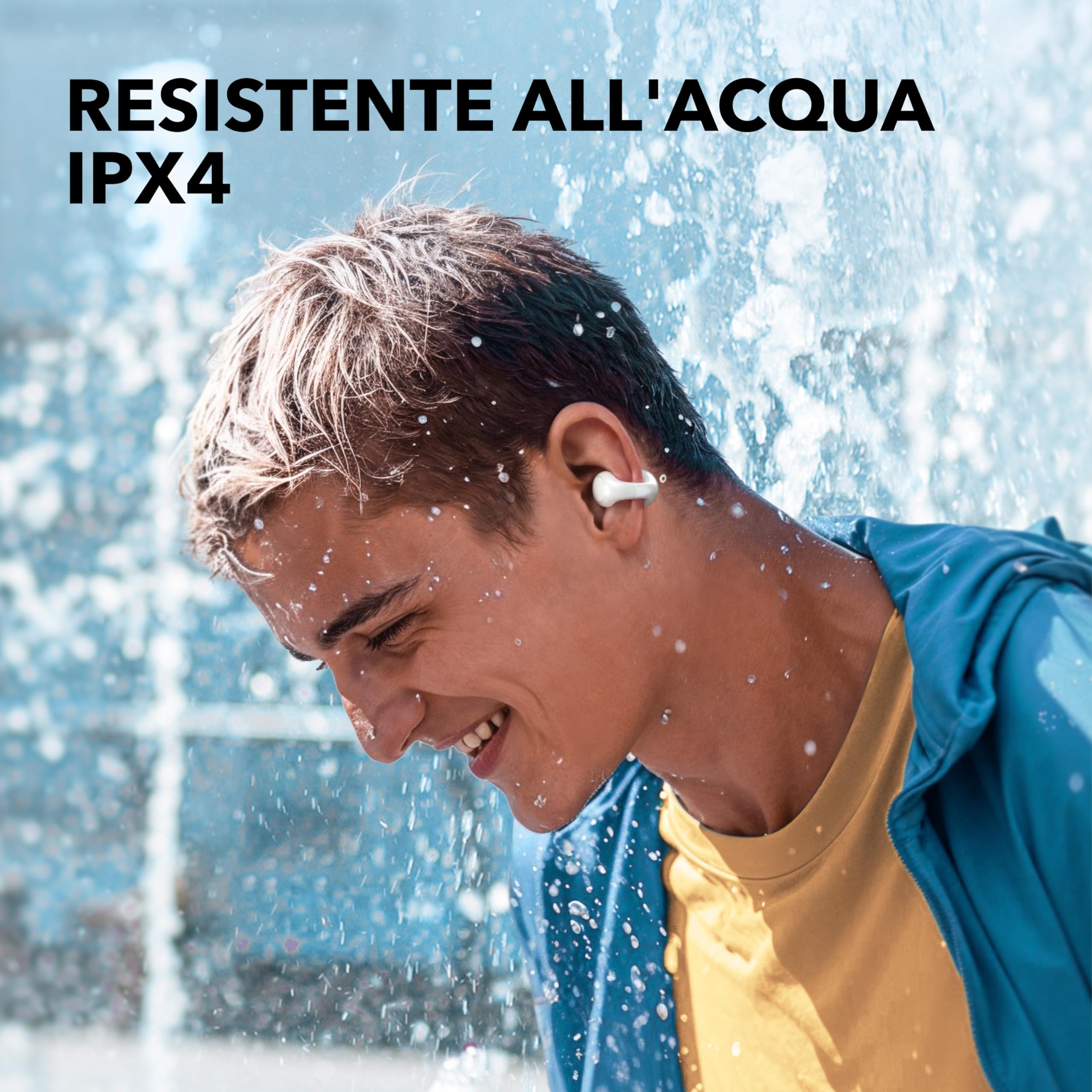 Soundcore C30i di Anker, auricolari open-ear con clip, comodi e leggeri, custodia design rigido, archetti collegabili, driver potenti per suono nitido, 30 ore di autonomia, resistente all'acqua IPX4
