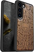Carveit Wood Case for Galaxy S23 Plus, (Mayan Symbols-Walnut) | Samsung Galaxy S23 Plus Cover, Unique Wooden Design, Engraved Wood with TPU Shockproof Bumper, Wireless Charging Compatible