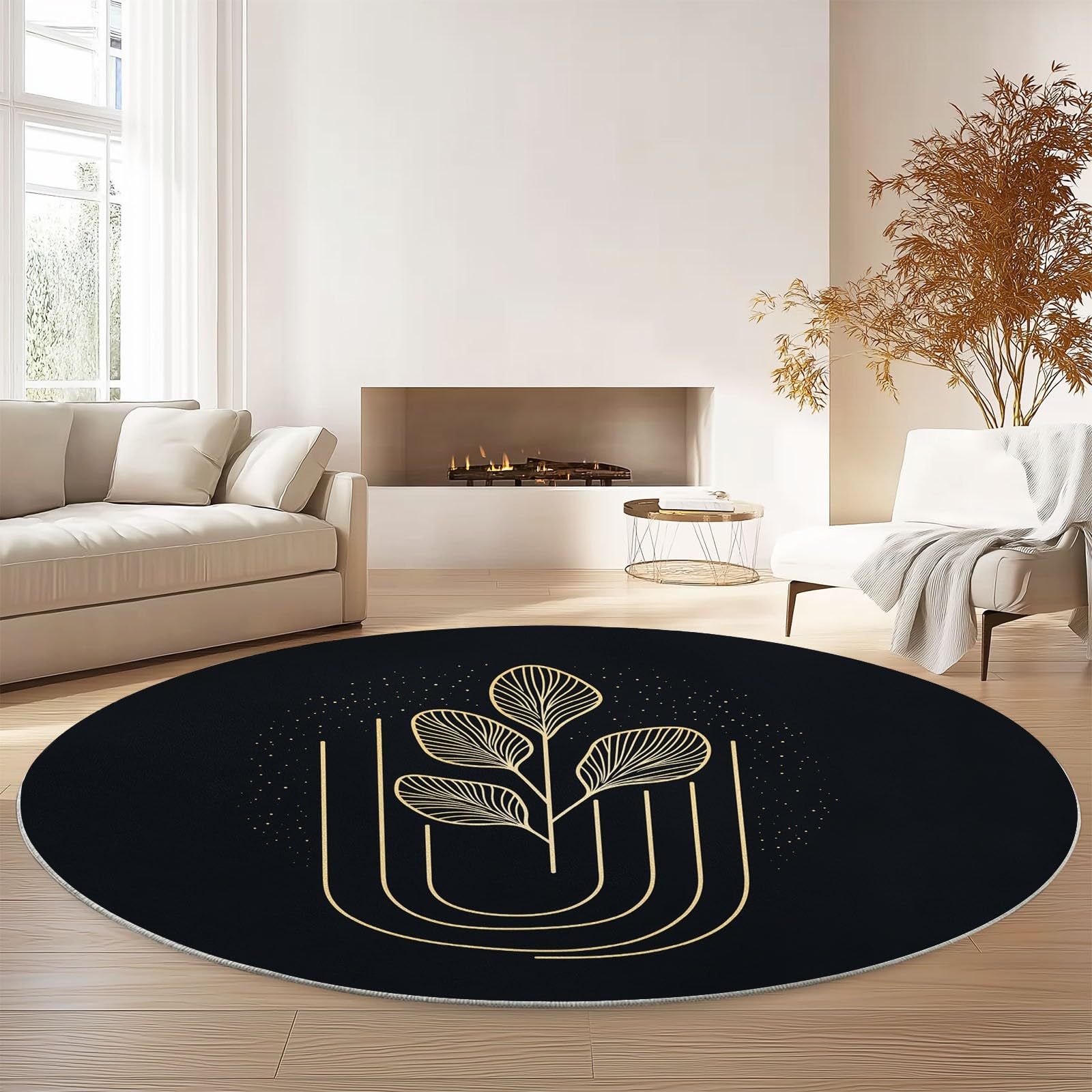 Tappeto rotondo da 120 cm, tappeto moderno antiscivolo, in flanella per interni, lavabile, morbido, per cameretta dei bambini, stanza dei giochi, camera da letto, 120 cm, motivo geometrico astratto