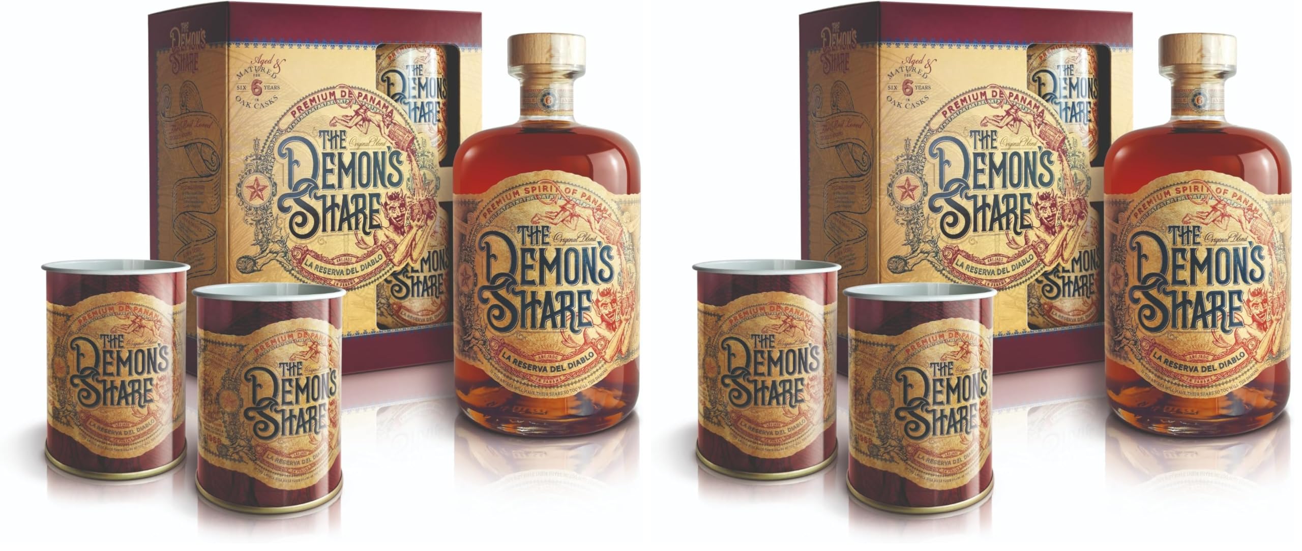 The Demon's Share 6 Years Old in Geschenkverpackung, Spirituose auf Rumbasis aus Panama, 40,0% Vol., 0,7 Liter (Packung mit 2)