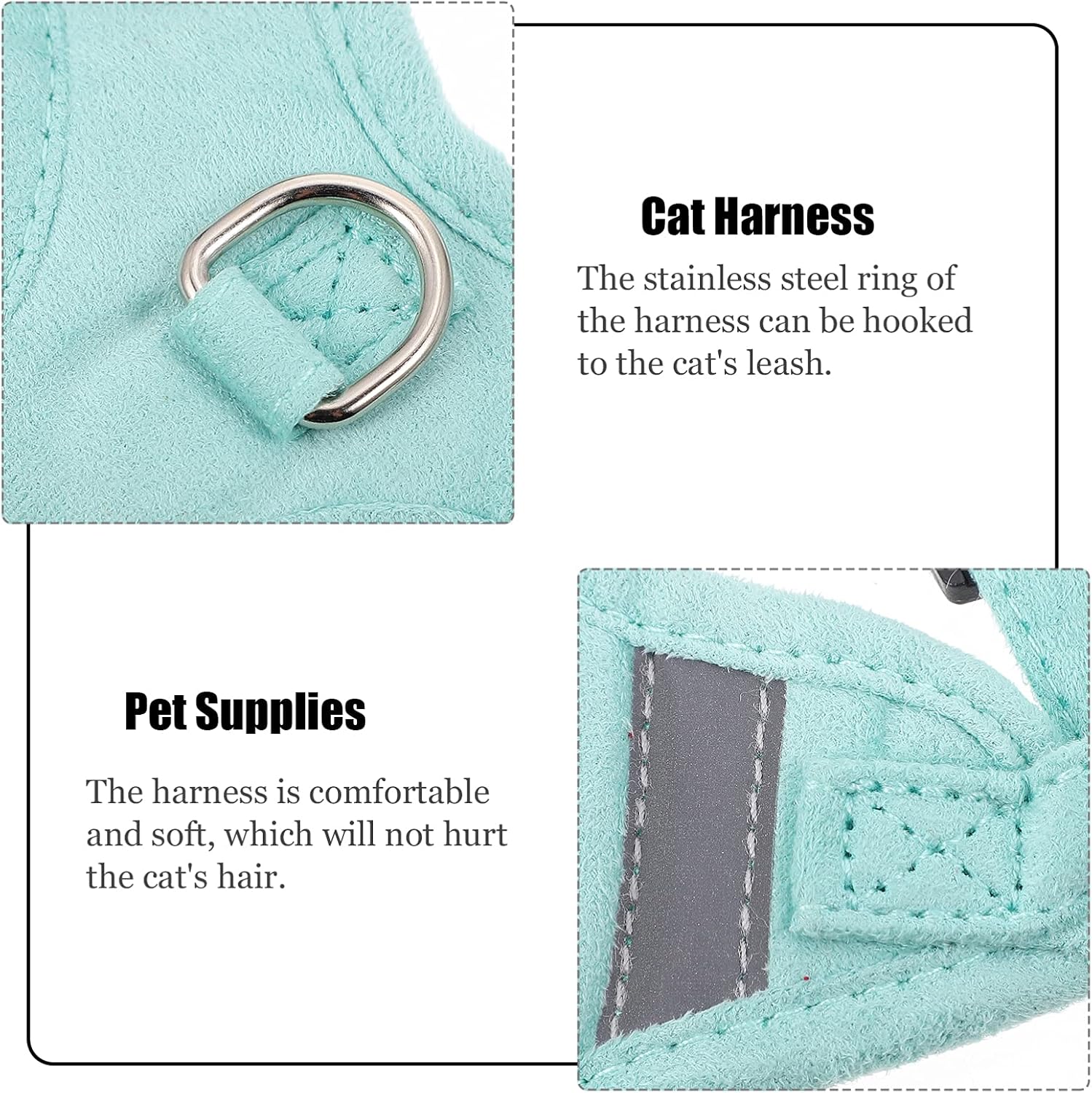 balacoo 1set Cat Leash Pet Chest Strap Traction Rope Soft and Comfortable Design for Outdoor Activities Your Cat Reflective for Night Safety