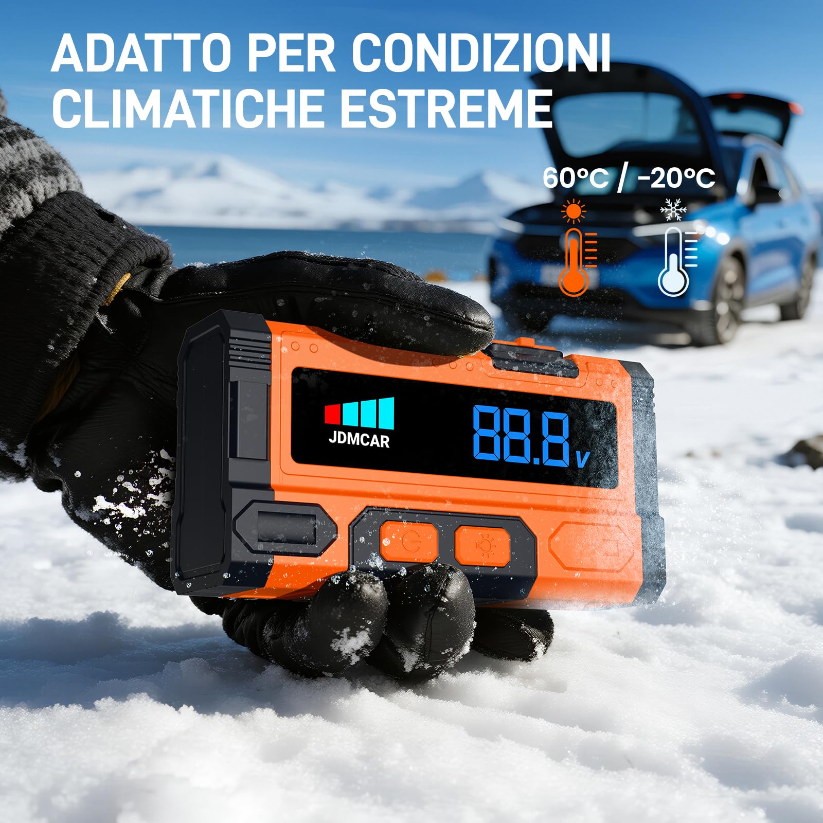 𝟗𝟎𝟎𝟎𝐀 Booster Avviamento Auto - Avviatore Batteria Auto per Auto/Moto (Fino a 9.0L e Diesel fino a 8.5L), Starter Batteria Auto Portatile con LED/LCD, Upgrade Avviatore di Emergenza