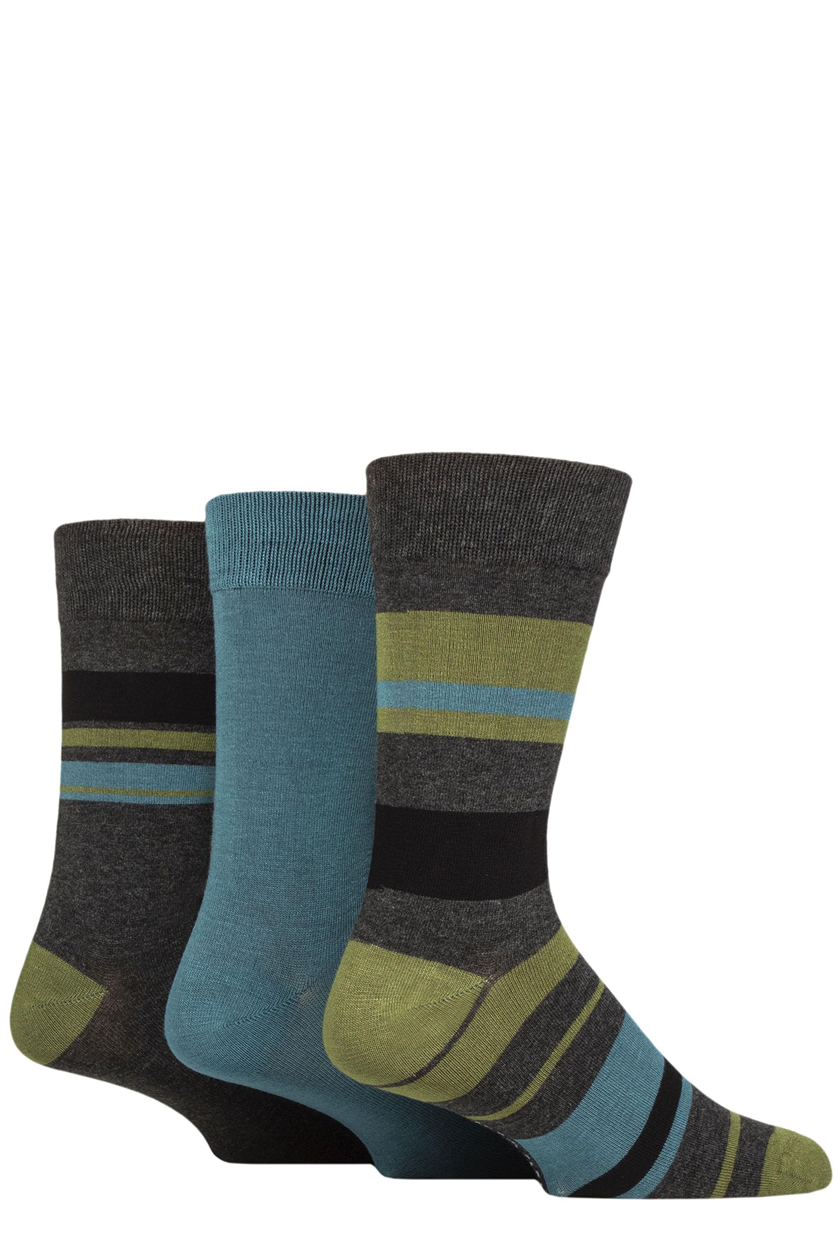Glenmuir Mens Patterned Bamboo Socks Pack of 3 (UK, Numeric, 7, 11, Block Stripes Charcoal)