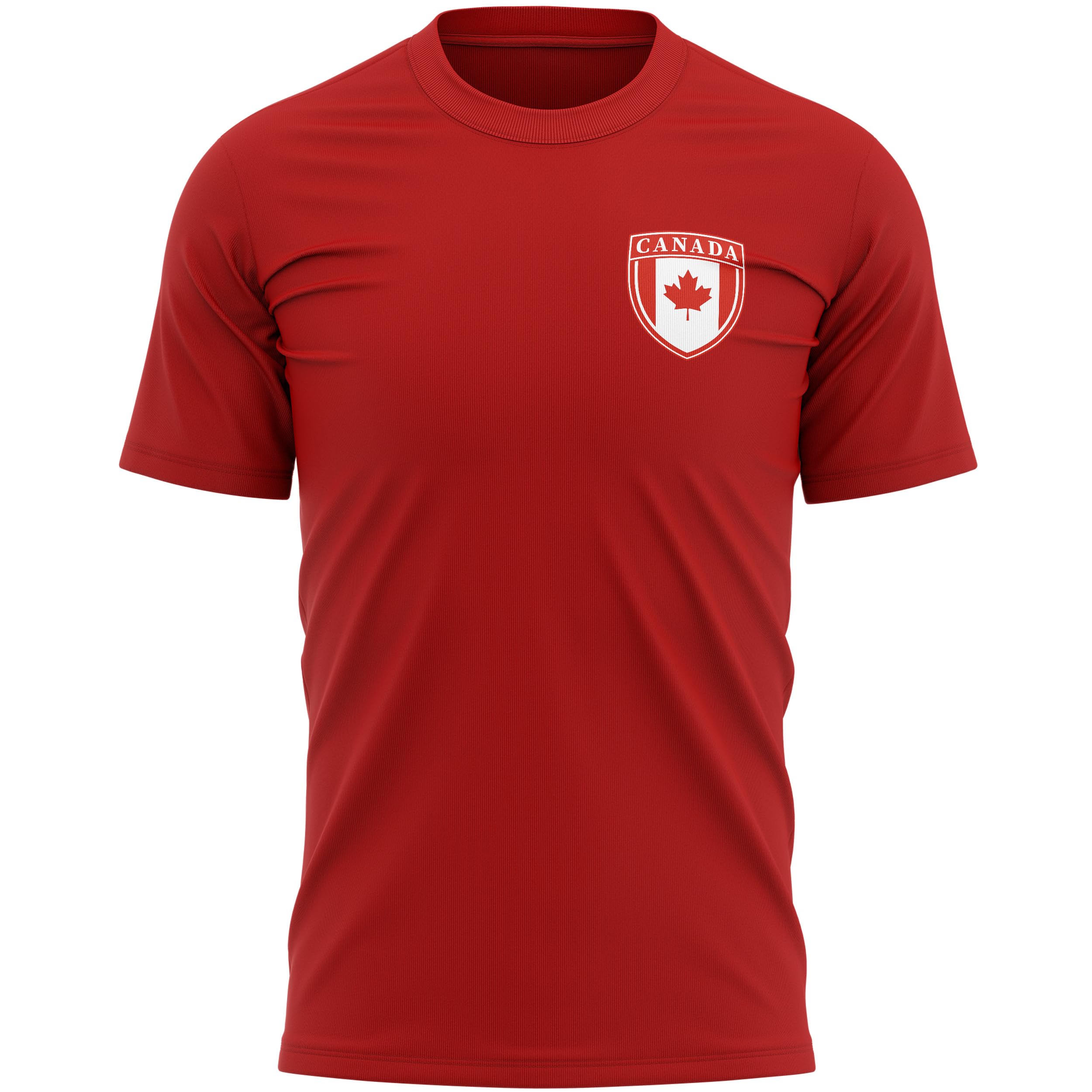 Canada Mens Football Tshirt - Canadian Maple Leaf Badge Pocket Design - Football Supporters Tee Men Soccer, 3XL, Red