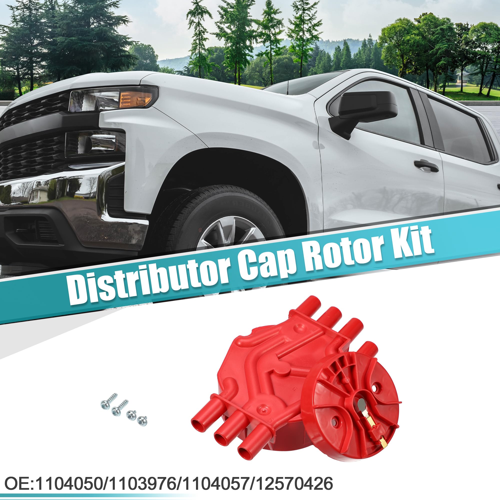 Ignition Distributor Cap & Rotor Kit For Chevrolet GMC Sierra – Part #1104050, Red