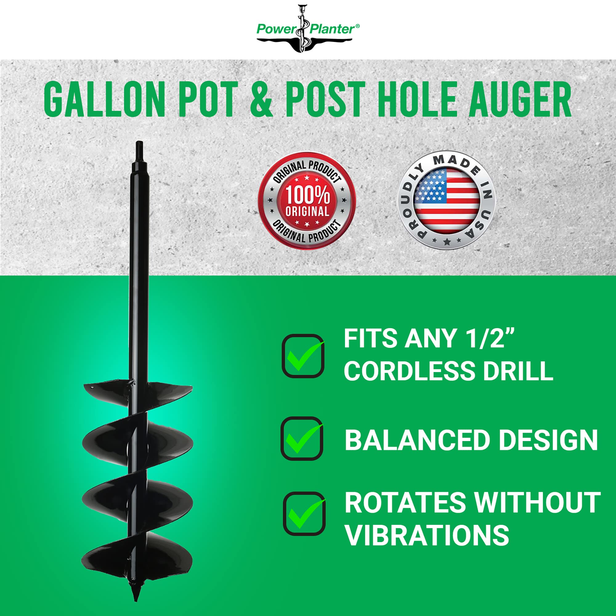 Power Planter Auger Drill Bit Extension (7" x 28") with 1/2" NonSlip