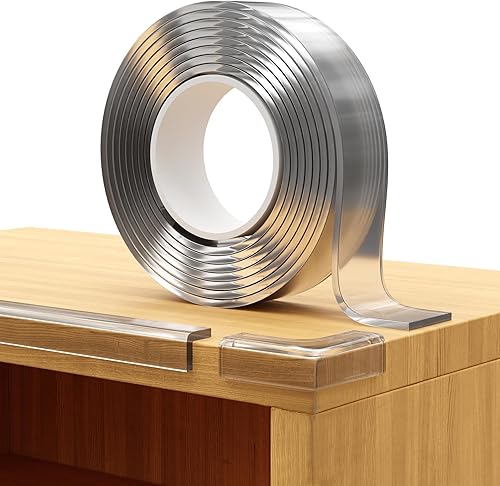 Protectores de bordes y esquinas para muebles, cojín protector de PVC transparente de 20.4 pies, parachoques de 18 pies, 8 esquinas adhesivas