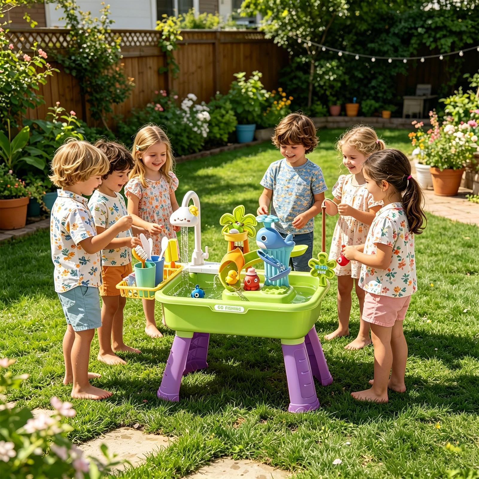 Tavolo ad acqua all'aperto per | Giocattoli Da Spiaggia Educativi - Lavello Giocoso Con Acqua Corrante,Per Ragazzi Prescolari Giardino Terrazza Spiaggia Campeggio Giardino