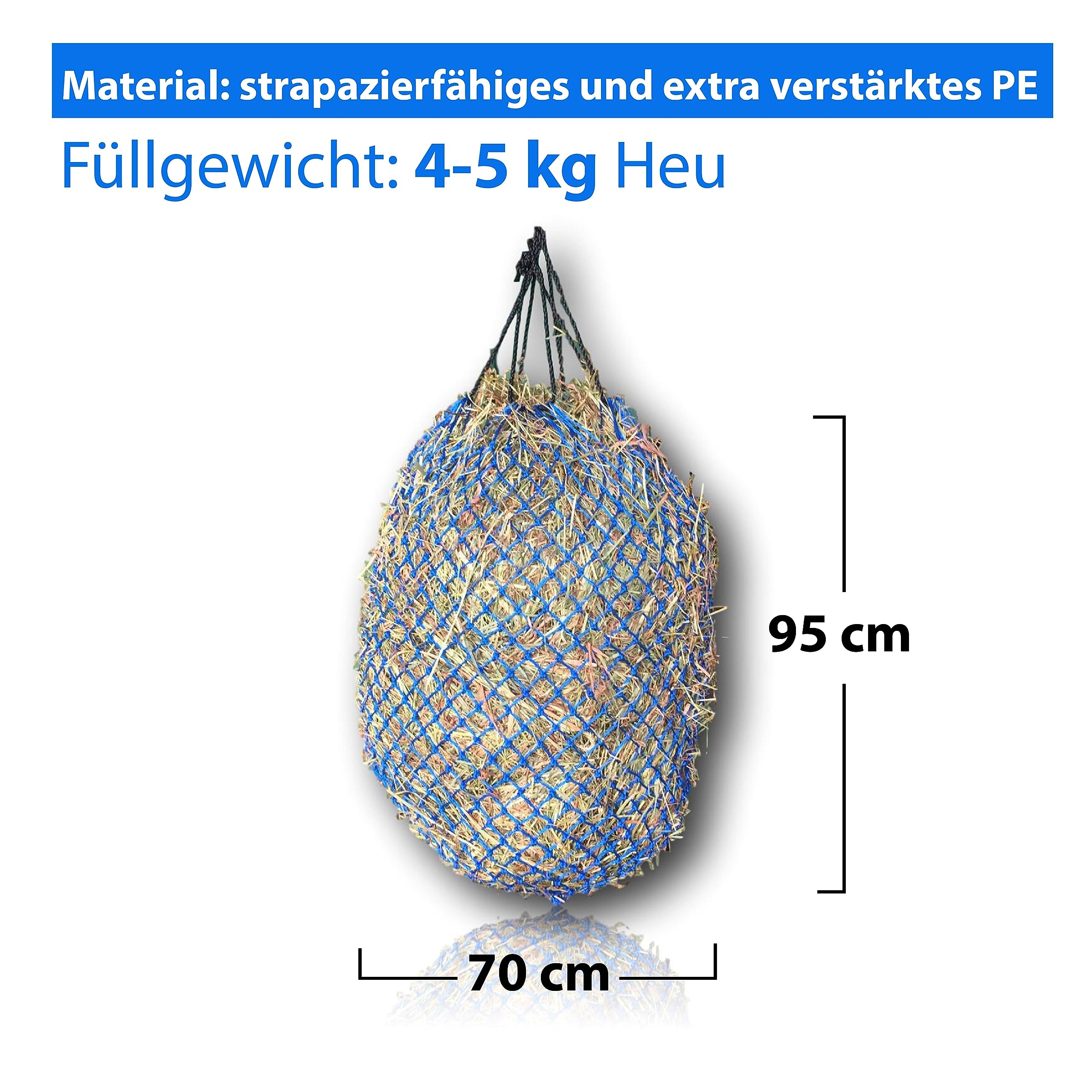 Pferdelinis Extra Large Hay Net for Horses - 5 cm x 5 cm Mesh - Species-Appropriate Feeding - Improved Digestion - 4 count - 1.133 kg - Image 2