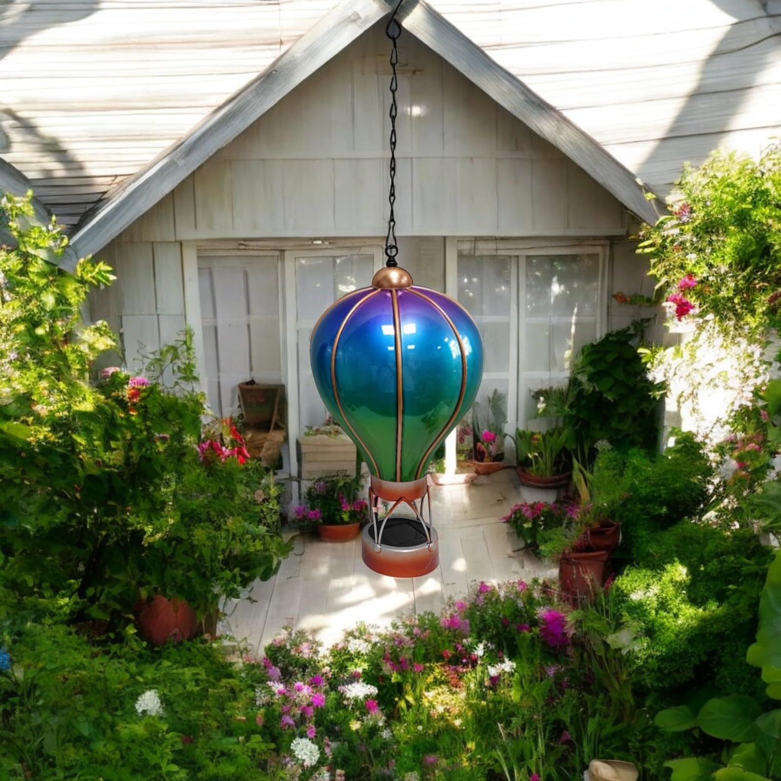 Epsom Door Handle Red & White Aurora Solar Hot Air Balloon Hanging Light – 42Cm & 58Cm | Solar-Powered Led Wind Spinner For Garden & Patio (Large Aurora)