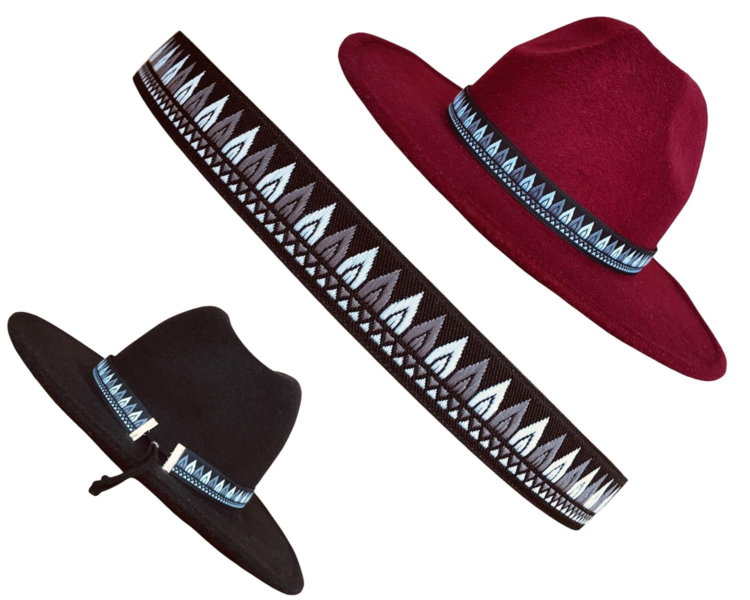 Adjustable Cowboy Hat band, Fedora Hatband Colors, Black