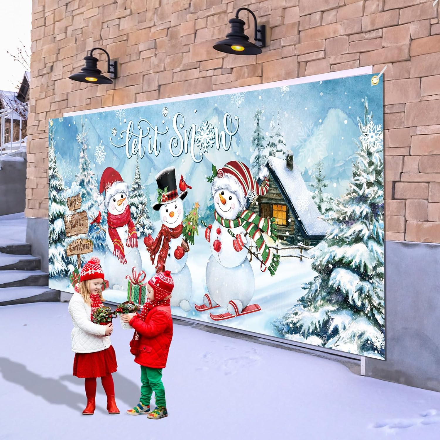 Tiamonクリスマス背景 写真用 素朴なクリスマス背景 冬 雪だるま ギフト ポリエステル 壁装飾 ポートレート フォトブース パ