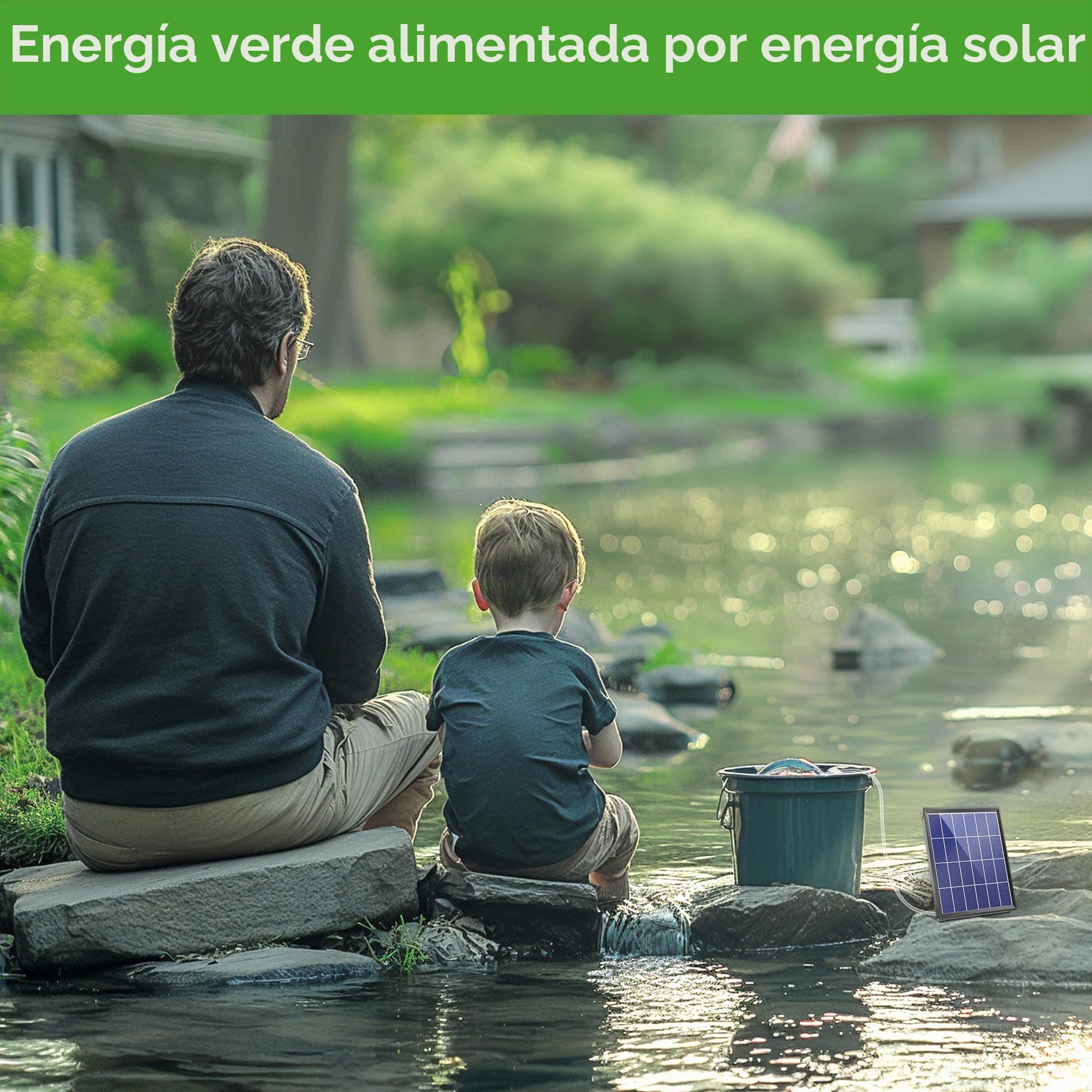 Biling Aireador Solar de Estanque, 2W 1800mAh batería, Bomba de oxígeno Solar para Estanque, Bomba de Aire, Acuario, Estanque, aireador Solar para la circulación del Agua en el jardín