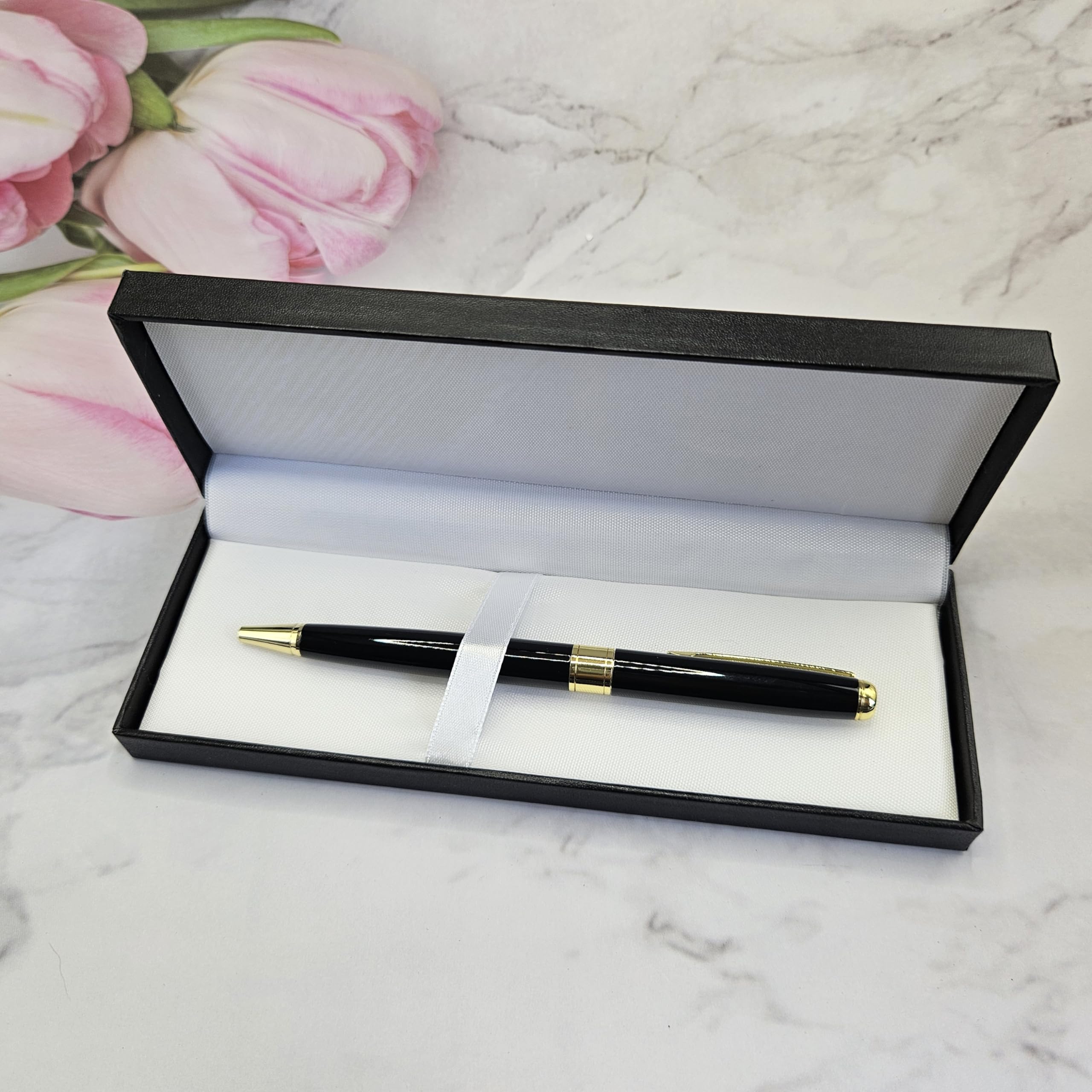 Custom pen personalised Pens, Free velvet pen case, Group Gift, for Teacher, Friends, Student, Faimily, Wedding, Business, Baby shower (z Black Business Pen（with gift box)） — image 1