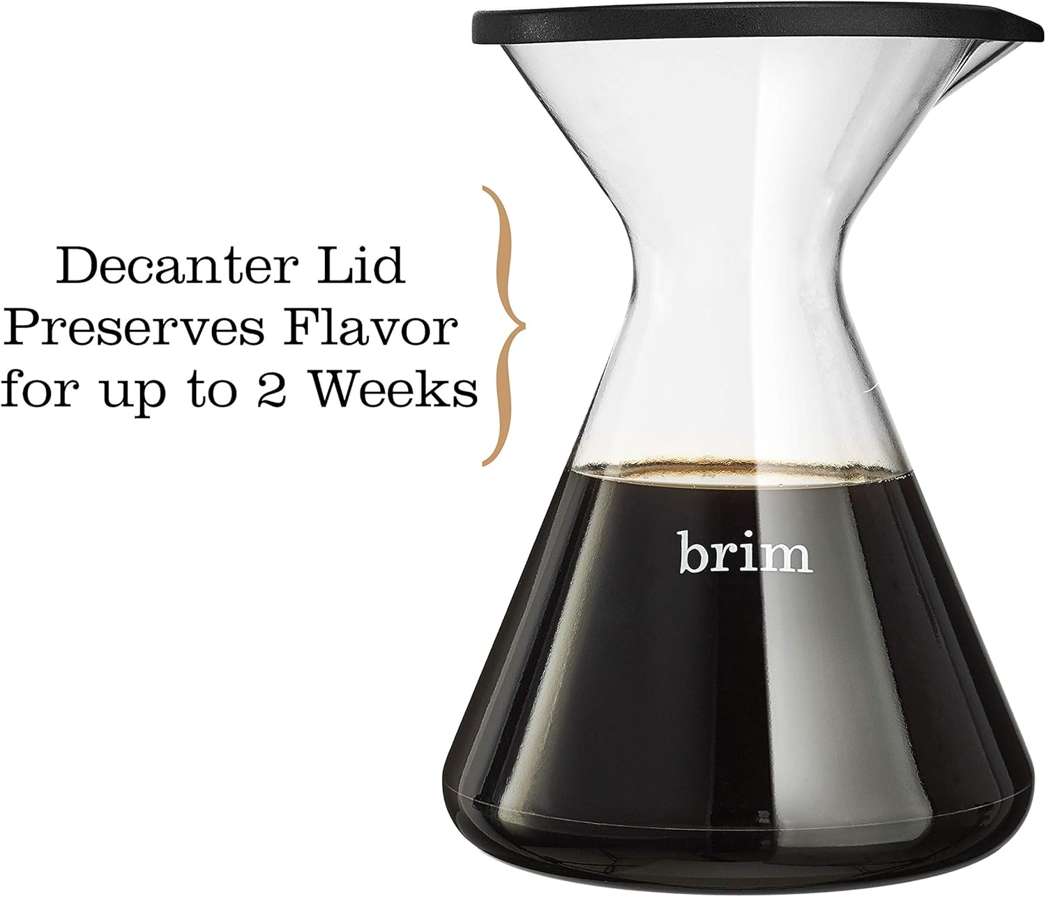 brim Cold Brew Coffee Maker with Smart Valve System, 1.5 L Glass Decanter and 2.5 L Brewing Container with 2 Reusable Felt Filters and Easy Grab Lids