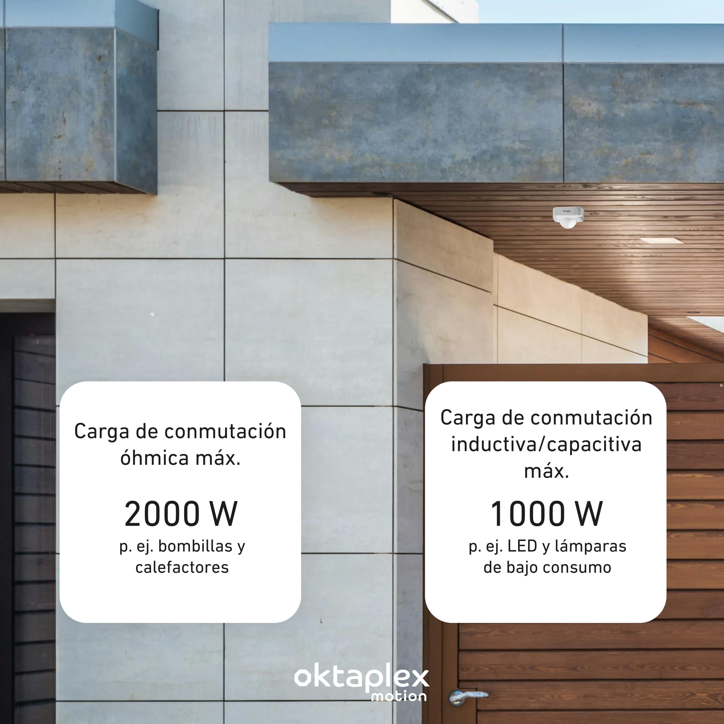Oktaplex 2er Set Tim Detector de Presencia 360 Grados Detector de Movimiento para Exterior IP65 Sensor de Movimiento PIR Blanco 230V Sensor de Movimiento