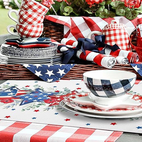 Vista 541 de Juego de 6 manteles individuales rojos para el día de San Valentín, diseño de corazón de San Valentín, resistentes al calor, lavables, manteles