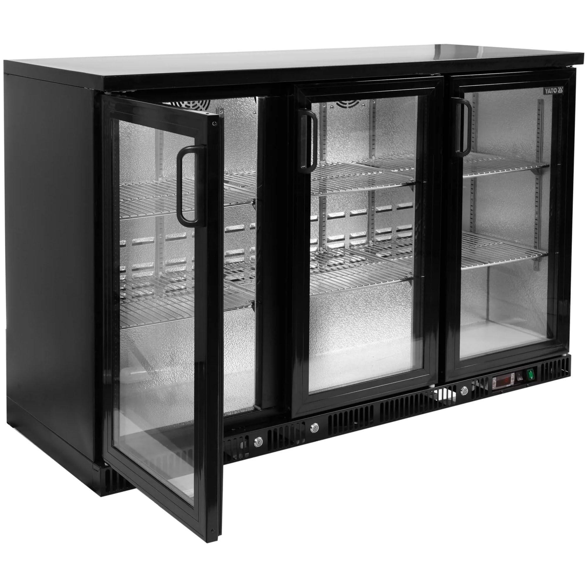 Yato - Vetrina refrigerante per bottiglie, 341 l, a risparmio energetico, in acciaio verniciato a polvere, ideale per gastronomia e commercio, con illuminazione a LED, display digitale della