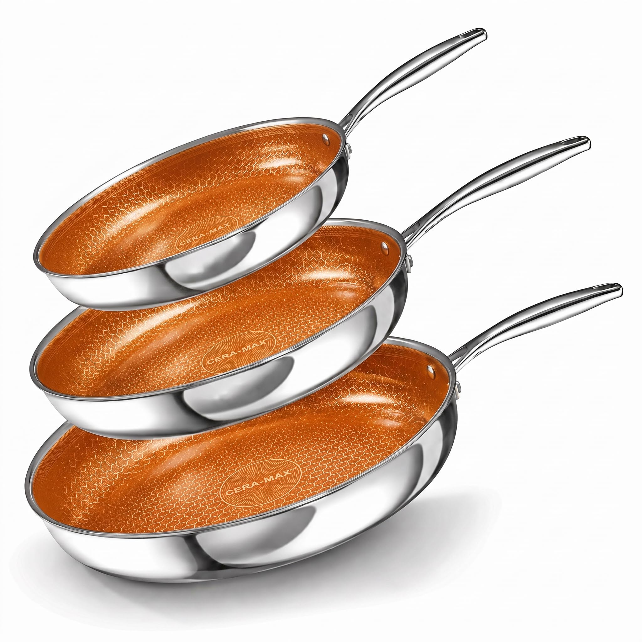Amazon.com: CERAMAX by GOTHAM STEEL 3Pc Hybrid Stainless Steel Non
