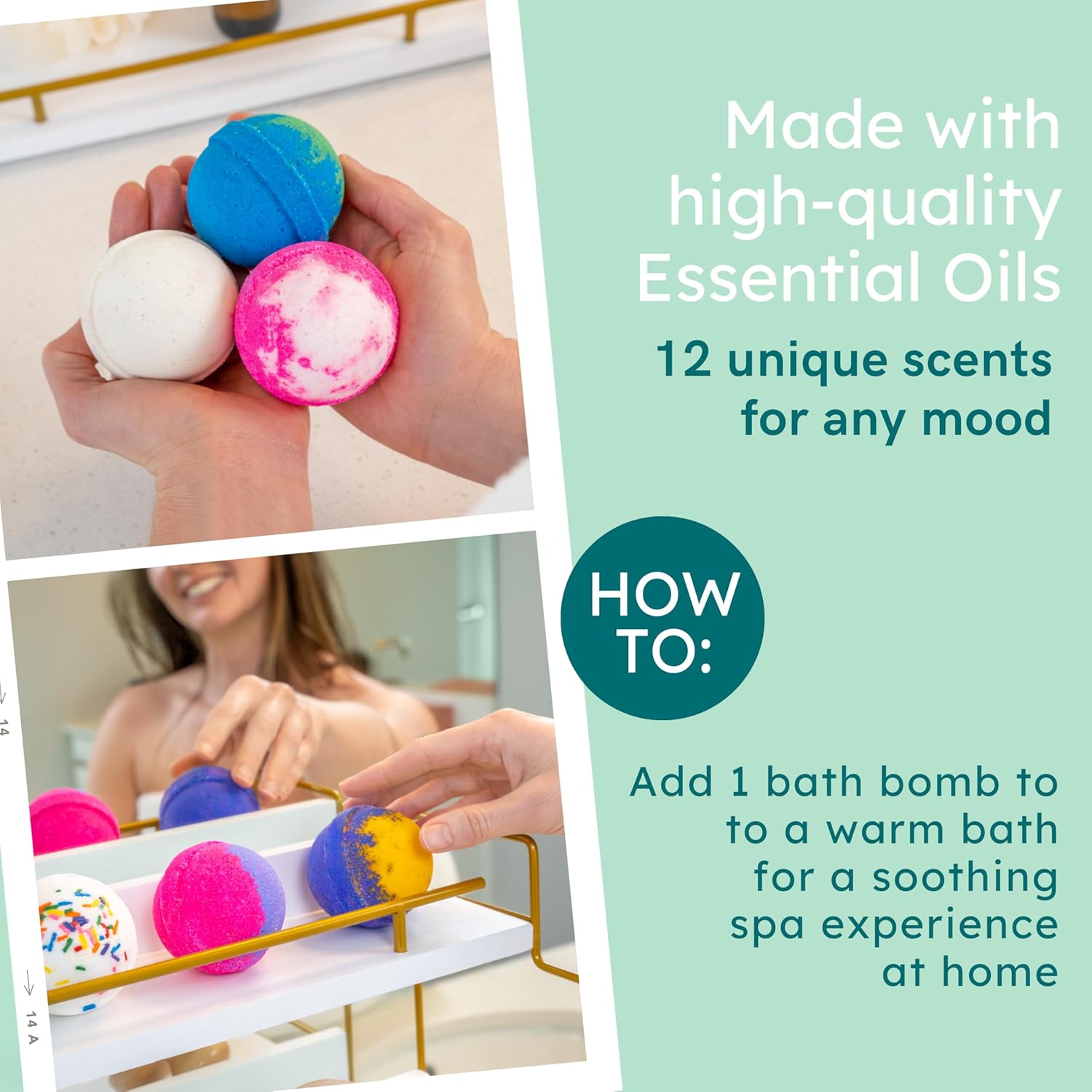Anovina Bath Bombs for Women & Men – Natural, Non-Toxic & Organic Bath Bomb Gift Set – Relaxing Spa Fizzies for Sensitive Skin – Handmade Bath Bombs Set for Adults, Kids & Holiday Gifts - Image 3